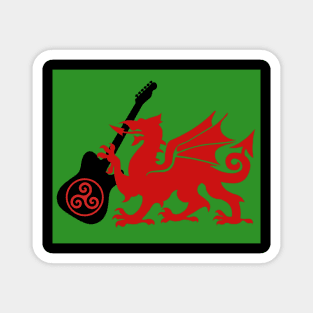 Welsh Celtic Guitar Dragon Magnet