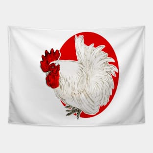 White rooster with red crests Tapestry