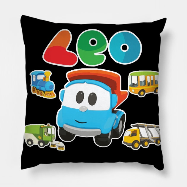 LEO the truck Building Trains, Trucks and Cars Pillow by cowtown_cowboy