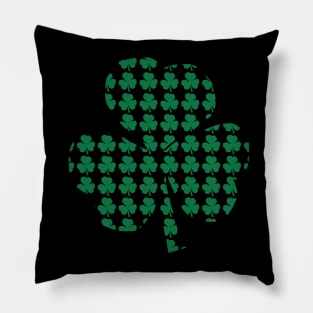 Pattern of Green Shamrocks in Single Shamrock Pillow