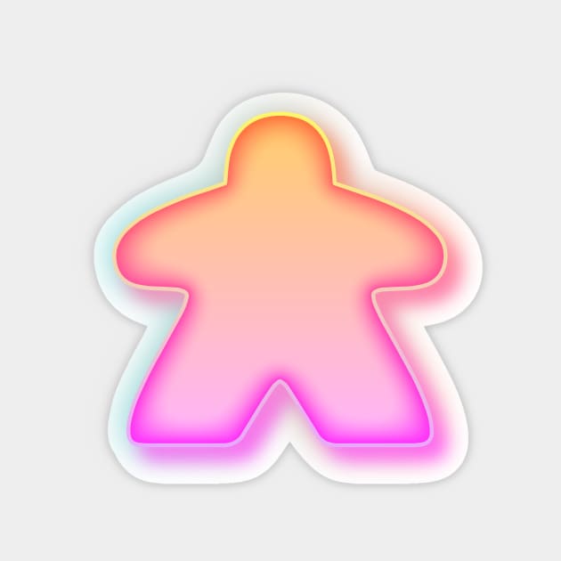 Orange and Pink Neon Board Game Meeple Magnet by Beam Geeks