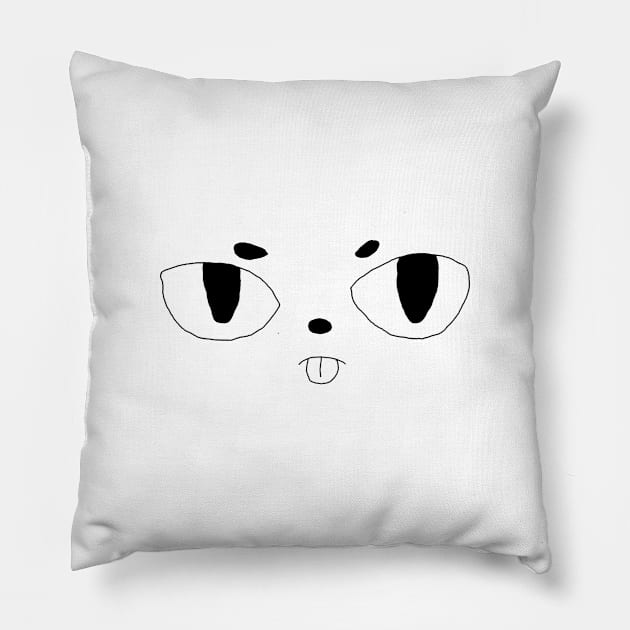 Cute Cat Face (black-white) (mareescatharsis original) Pillow by mareescatharsis