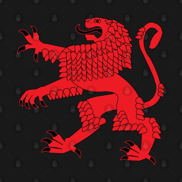 Heraldic Rampant Lion (red) by PabloDeChenez