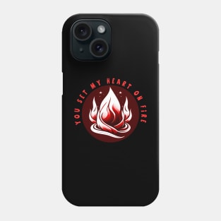"You set my heart on fire" design is a funny and unique way to express love and emotion Phone Case