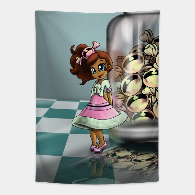 African American Girl and Candy Tapestry by treasured-gift