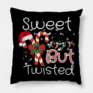 Sweet But Twisted Candy Cane Christmas Design Pillow