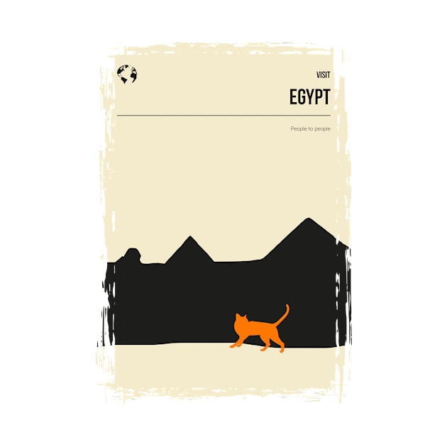 Egypt Pyramids Cat Vintage Book Cover Travel Poster by jornvanhezik