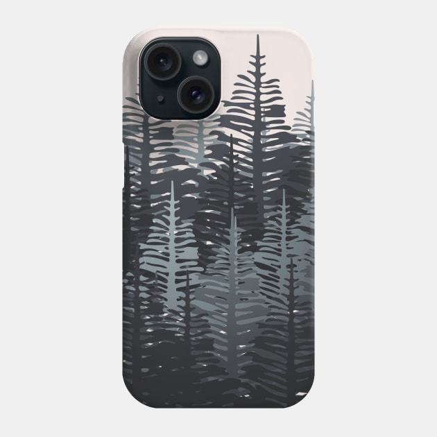 Pine Forest - Black & Grey Phone Case by SilverPegasus