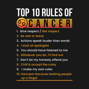 Top 10 Rules Of Cancer T-Shirt