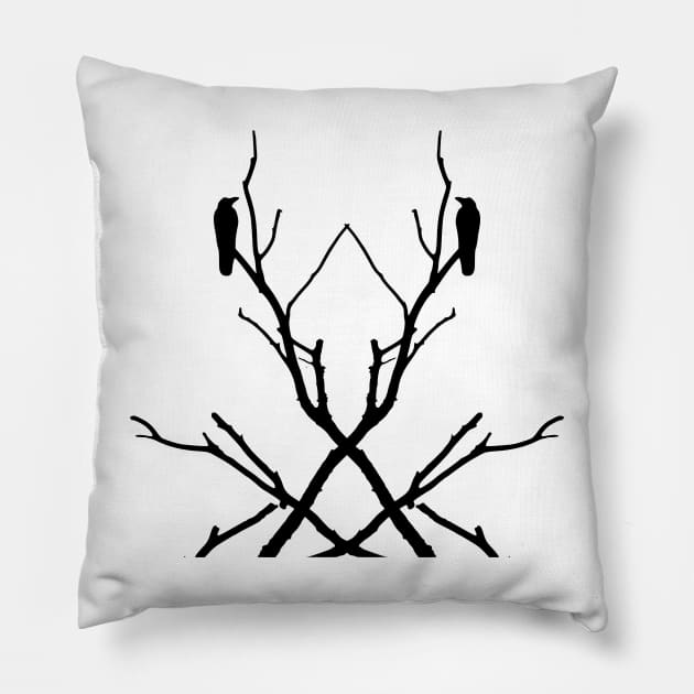 Double Black Crows Pillow by Hssinou