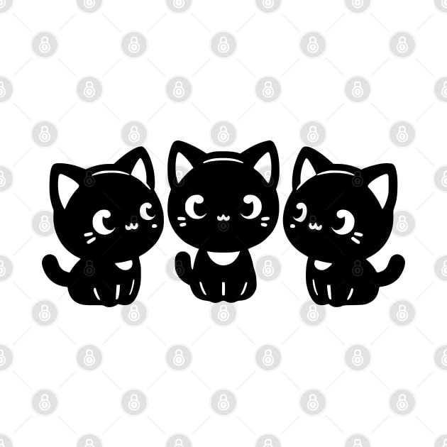 3 Kawaii Kittens Looking At Each Other by Sublime Art