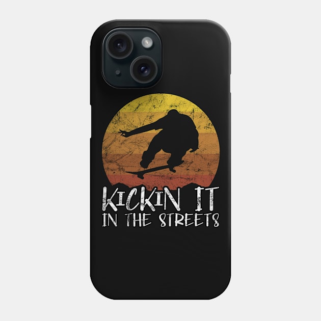 Kickin It In The Streets Vintage Retro Sunset Skateboarding Skateboard Skater Phone Case by SpacemanTees