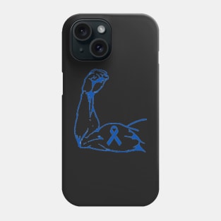 Flexed arm with Blue Awareness Ribbon Phone Case