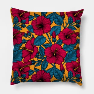 Red hibiscus flowers Pillow