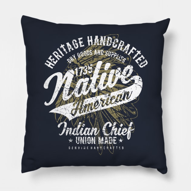 Heritage Handcrafted Native American Indian Chief Union Made Pillow by JakeRhodes