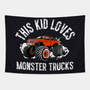 This Kid Loves Monster Trucks Boys and Girls Tapestry