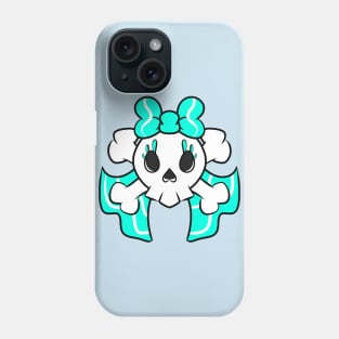 Pretty Skulls light blue ribbon Phone Case