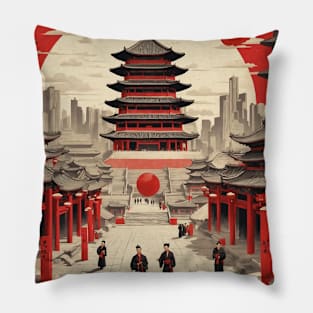 Xian China Vintage Poster Tourism Pillow