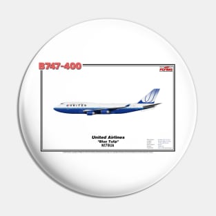 Boeing B747-400 - United Airlines "Blue Tulip" (Art Print) Pin