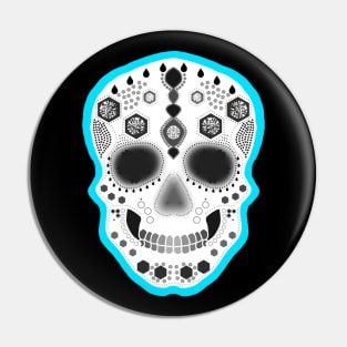 Blue Sugar Skull Pin