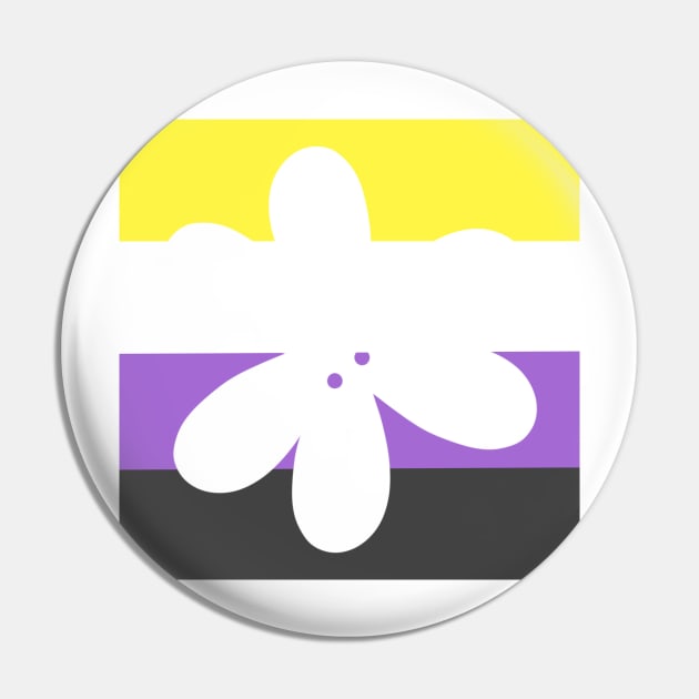 Flower Outline - discreet nonbinary pride flag Pin by JuneNostalgia