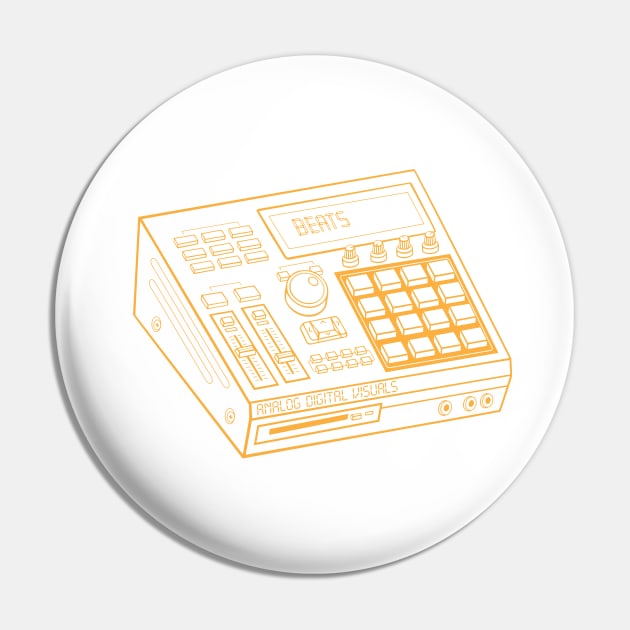 Beat Maker (Yellow Orange Lines) Analog / Music Pin by Analog Digital Visuals