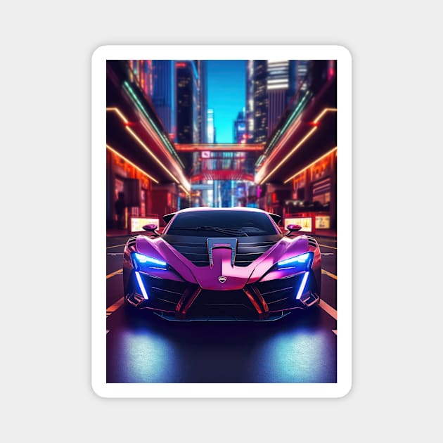 Asian Neon City Sports Car Magnet by star trek fanart and more