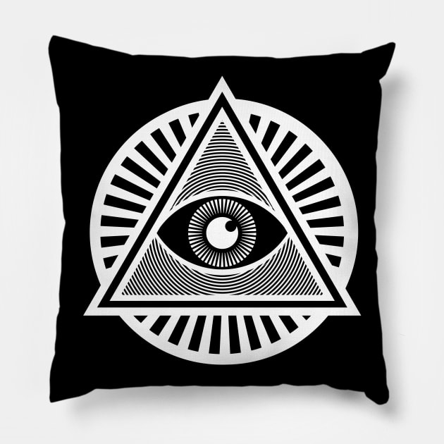 All-Seeing Illuminati Eye Symbol - White Version Pillow by DankFutura