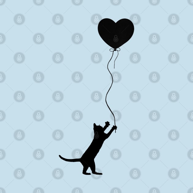 Cat Chasing a Heart Shaped Balloon Silhouette by Off the Page