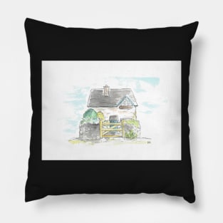 Traditional Irish Cottage illustration. Pillow