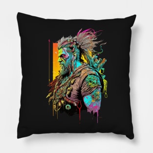 Neon Cyberpunk Viking - V1.04 Pillow