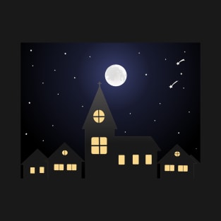 Full moon night over the town T-Shirt