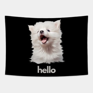 Hello Whithe Puppy! Tapestry