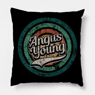 Angus Young // Retro Circle Crack Vintage Pillow