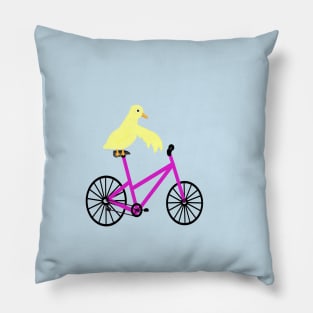 Duck On A Bicycle Pillow