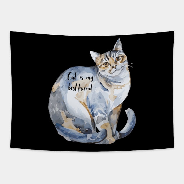 Cat is my best friend Tapestry by Rahelrana