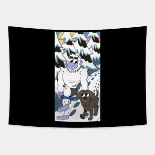 Yeti Walking the Dog Tapestry