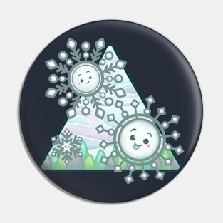 Smiley Snowflakes Pin