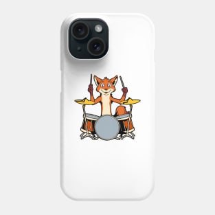 Comic fox playing drums Phone Case