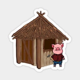 Three Pigs Stick House Lazy Halloween Costume Magnet