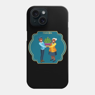 I Love You. Mother and Son. African American/Black Phone Case