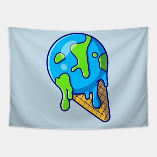 Ice Cream Earth Drip Melted Cartoon Tapestry