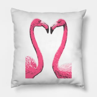 Flamingo Illustrated Heart Shaped Pillow