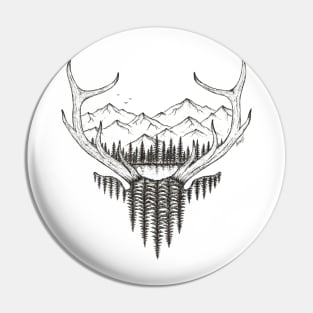 Mountain Stag Black and White Pin