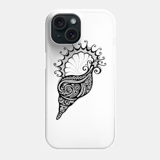 Black and White Print of Exotic Sea Shell Phone Case