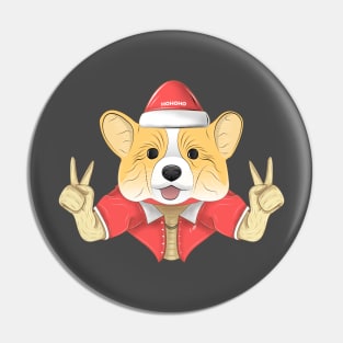 santa corgi Pin