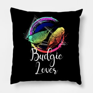 Colorful Rainbow Retro Budgies Budgerigar Budgie Lover Pillow