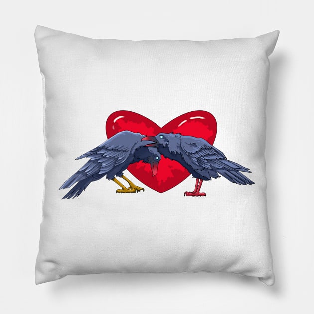 Ravens love heart Pillow by Mariarti