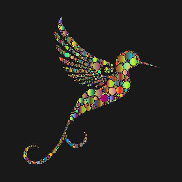 Hummingbird in prismatic colourful design with circles 1 by Montanescu