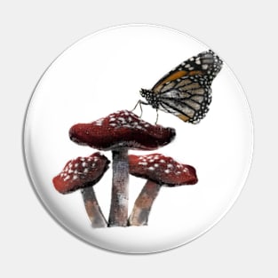 Monarch Butterfly & Mushrooms | Cottagecore | Dark Academia Gift Pin